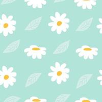 Cute Daisies Seamless Pattern. Simple Hand Drawn Vector Illustration. Great for Textile, Fabric Prints, Wrapping Paper. Background with cute chamomile flowers