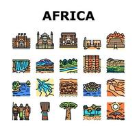 Africa Continent Nation Treasure Icons Set Vector