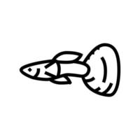 Ilustración de vector de icono de línea de peces guppy
