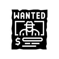 wanted poster glyph icon vector illustration