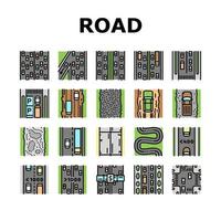 Road Urban And Country Highway Icons Set Vector