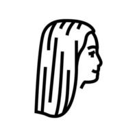 elegant teen hairstyle line icon vector illustration