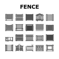 Fence And Gate Exterior Security Icons Set Vector