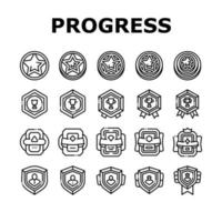 Game Progress Award And Medal Icons Set Vector