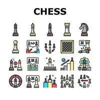 Chess Smart Strategy Game Figure Icons Set Vector