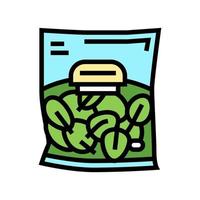 Ilustración de vector de icono de color de bolsa de paquete de espinacas