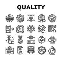 Quality Approve Mark And Medal Icons Set Vector