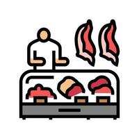 Ilustración de vector de icono de color de carne de res de mercado