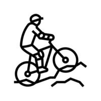 ilustración de vector de icono de línea de ciclismo de montaña