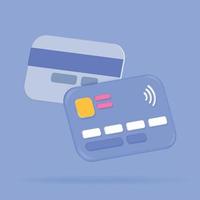 3D Bank Card - front and back view. Render Credit Card with Chip Icon. Business Finance, Online Shopping and Banking Concept. Cashless Payment. Financial Transactions. Vector Illustration