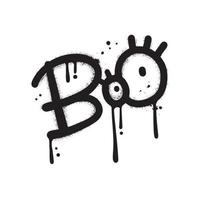 Boo - Urban street graffiti style word with eyes. Print for graphic tee, sweatshirt. Concept for halloween party decoration. Vintage retro symbol. Vector hand drawn textured illustration