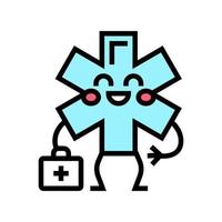 ambulance children first aid color icon vector illustration