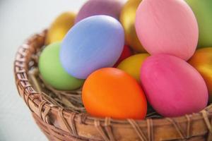 Painted colorful Easter eggs background - Easter holiday celebration background concept photo