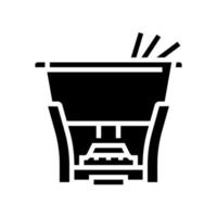 cast iron fondue pot glyph icon vector illustration