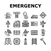 Emergency Helping In Accident Icons Set Vector