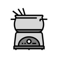 Ilustración de vector de icono de color de olla de fondue de acero