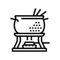 Ilustración de vector de icono de línea de olla de fondue de cobre