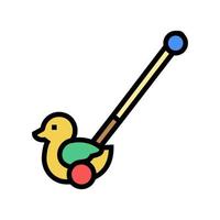 duck stick push toy color icon vector illustration