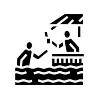 piscina restaurante y bar glifo icono vector ilustración