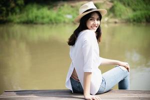 Portrait beautiful lovely young girl lady in happy lifestyle photo