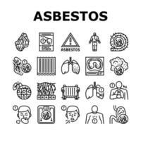 Asbestos Material And Problem Icons Set Vector