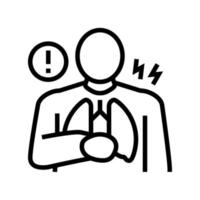 chest pain symptom mesothelioma line icon vector illustration