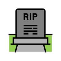 rip gravestone color icon vector isolated illustration