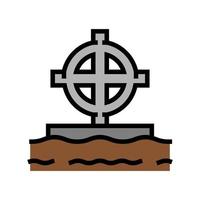 tomb cross color icon vector isolated illustration