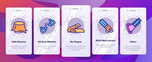 Chainsaw Onboarding Icons Set Vector