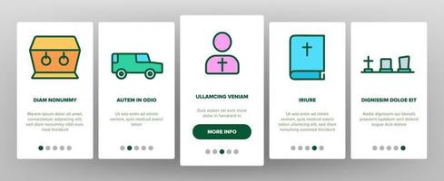 Funeral Burial Ritual Onboarding Icons Set Vector