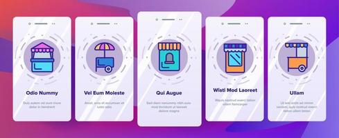 Kiosk, Market Stalls Types Linear Vector Onboarding