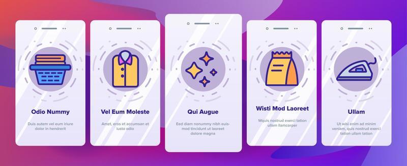 Laundry Line Icon Set Vector Onboarding