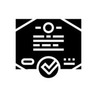 certificado calidad glifo icono vector ilustración
