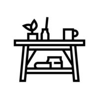 ilustración de vector de icono de línea de muebles de mesa de café