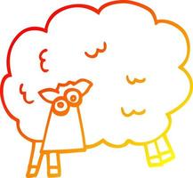 warm gradient line drawing cartoon funny sheep vector