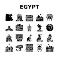 egipto país monumento excursión iconos conjunto vector
