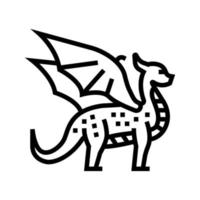 dragon fairy tale animal line icon vector illustration