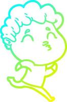 cold gradient line drawing cartoon man pouting vector