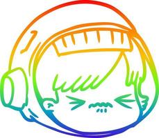 rainbow gradient line drawing cartoon stressed astronaut face vector