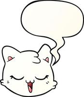cartoon cat face and speech bubble in smooth gradient style vector