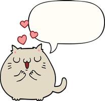 cute cartoon cat in love and speech bubble vector