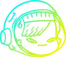 cold gradient line drawing cartoon astronaut face vector