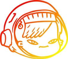 warm gradient line drawing cartoon astronaut face vector