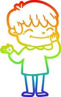 rainbow gradient line drawing cartoon happy boy vector