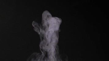 ralenti de fumée blanche, brouillard, brouillard, vapeur sur fond noir. video