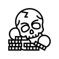 skull treasure line icon vector illustration