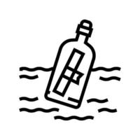 botella mensaje línea icono vector ilustración