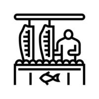 processing plant salmon line icon vector illustration