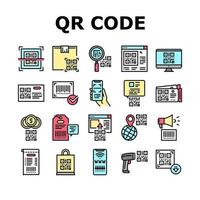 Qr Code Identification Collection Icons Set Vector