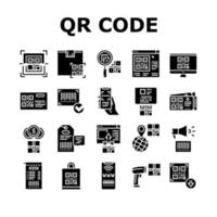 Qr Code Identification Collection Icons Set Vector